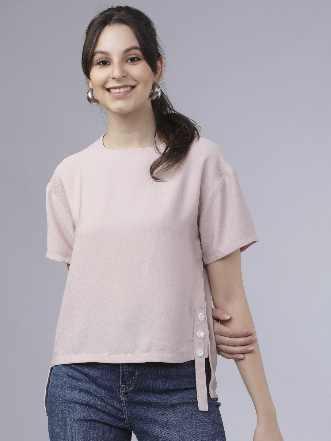 

Tokyo Talkies Women Pink Solid Top