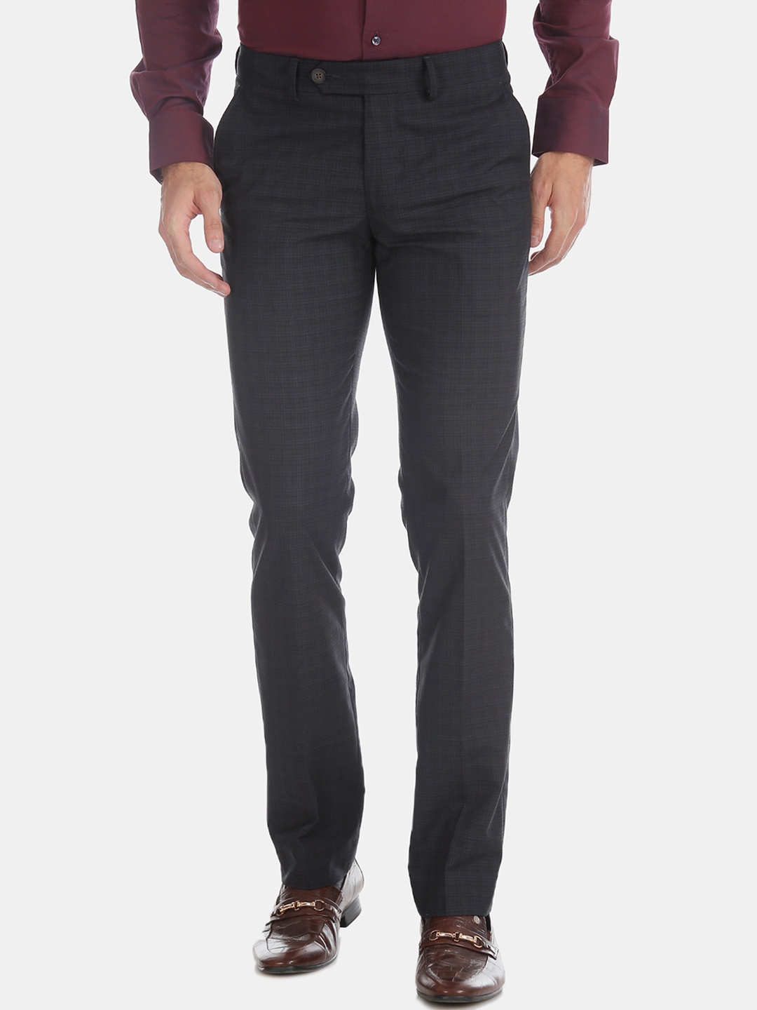 

AD By Arvind Men Navy Blue Solid Formal Trousers