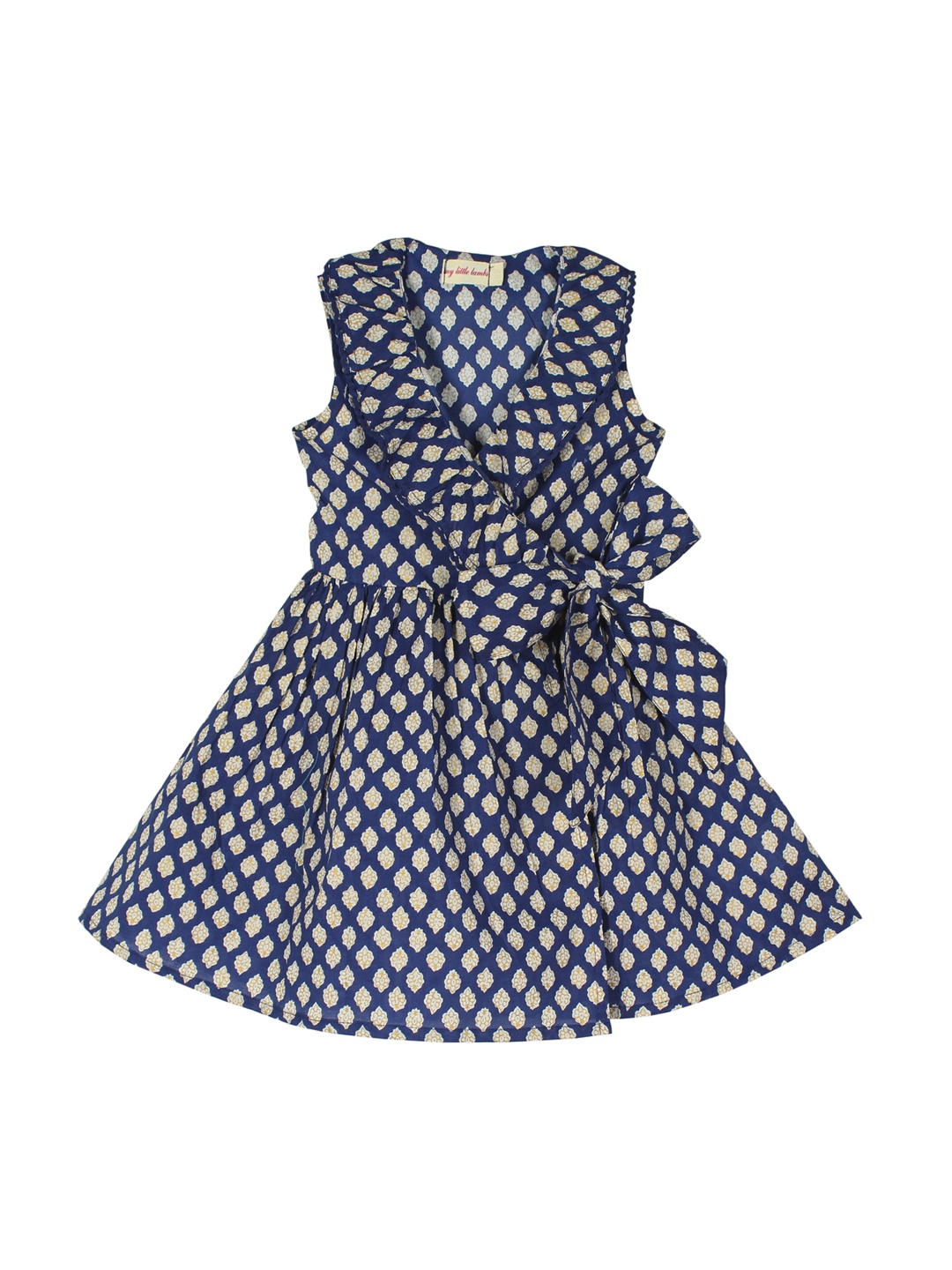

My Little Lambs Girls Navy Blue Printed Wrap Dress