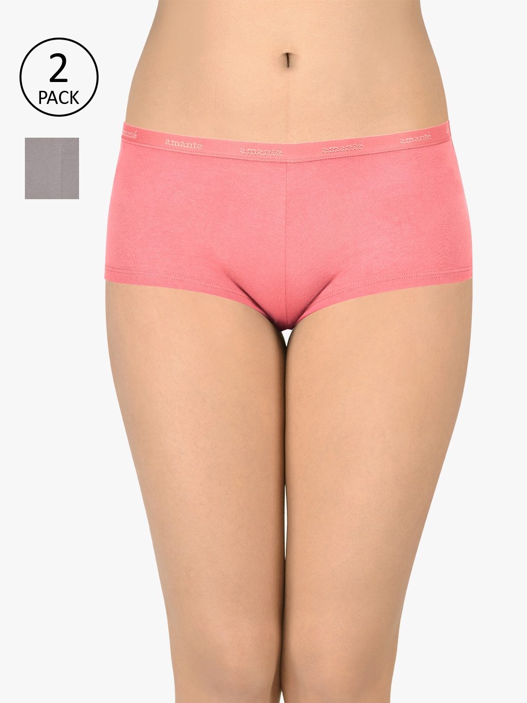

Amante Women Pack of 2 Low Rise Boyshort Brief - PPK62001, Grey