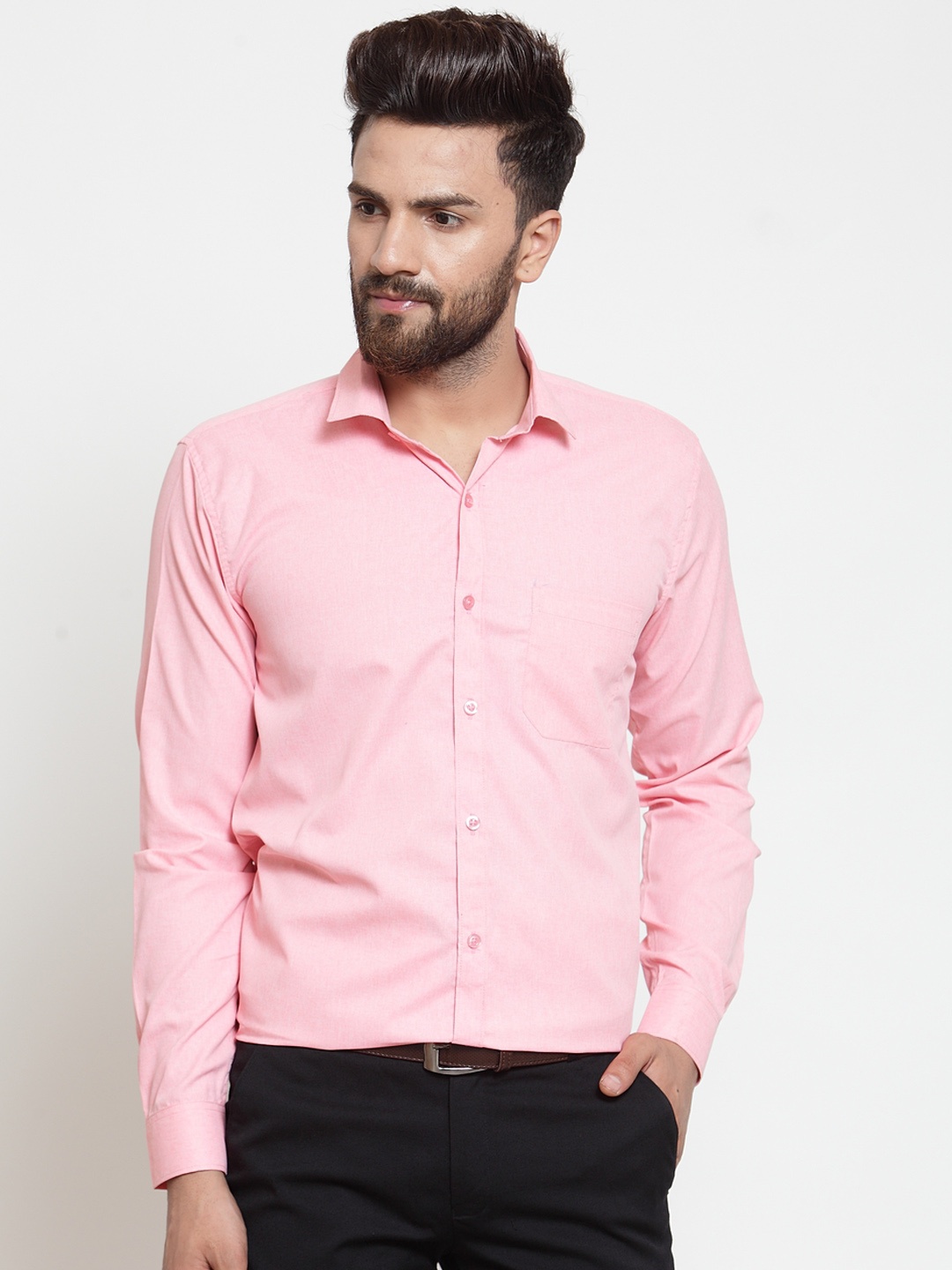 

JAINISH Men Pink Classic Regular Fit Solid Formal Shirt