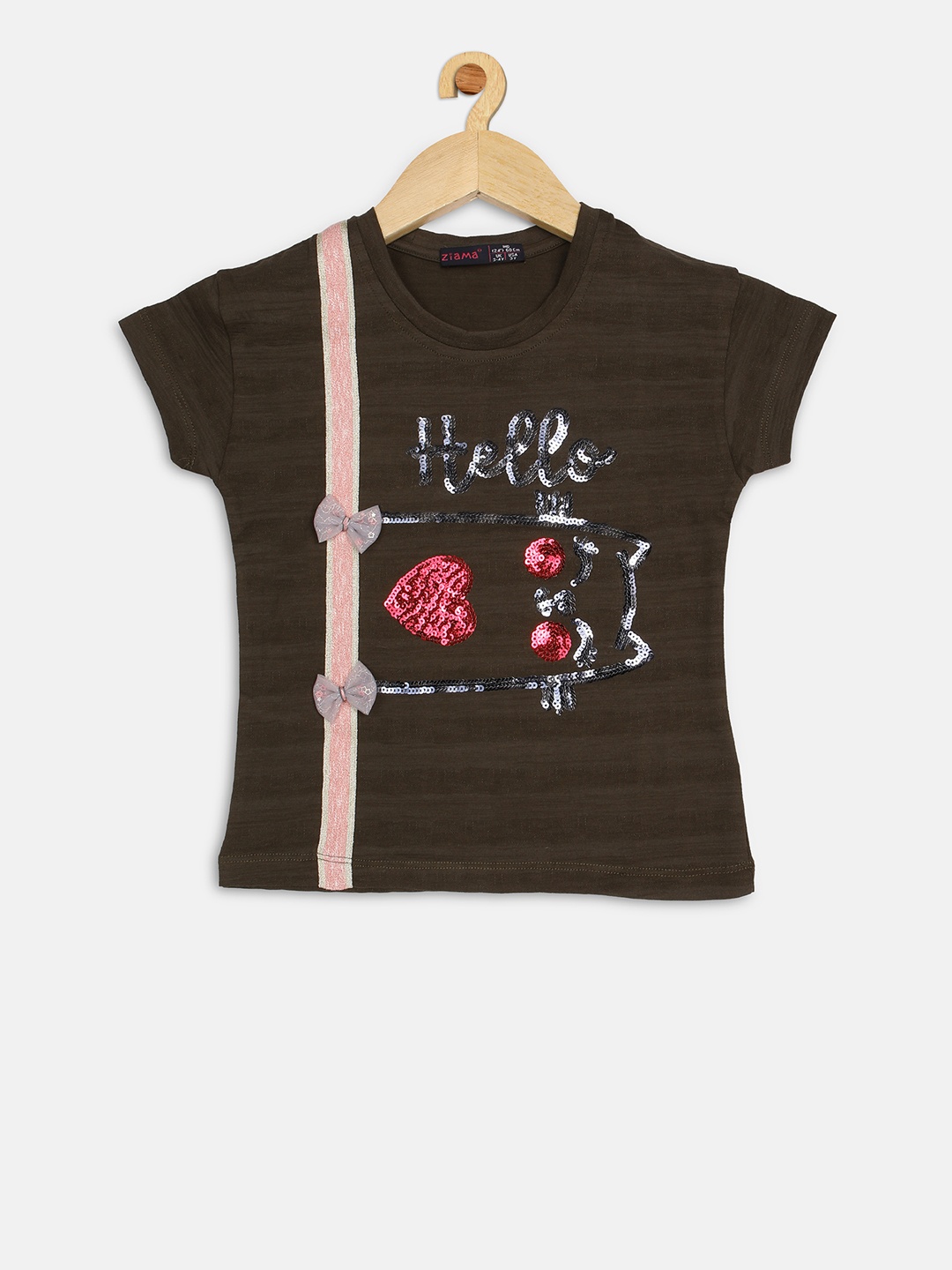 

Ziama Girls Olive Green Printed Top