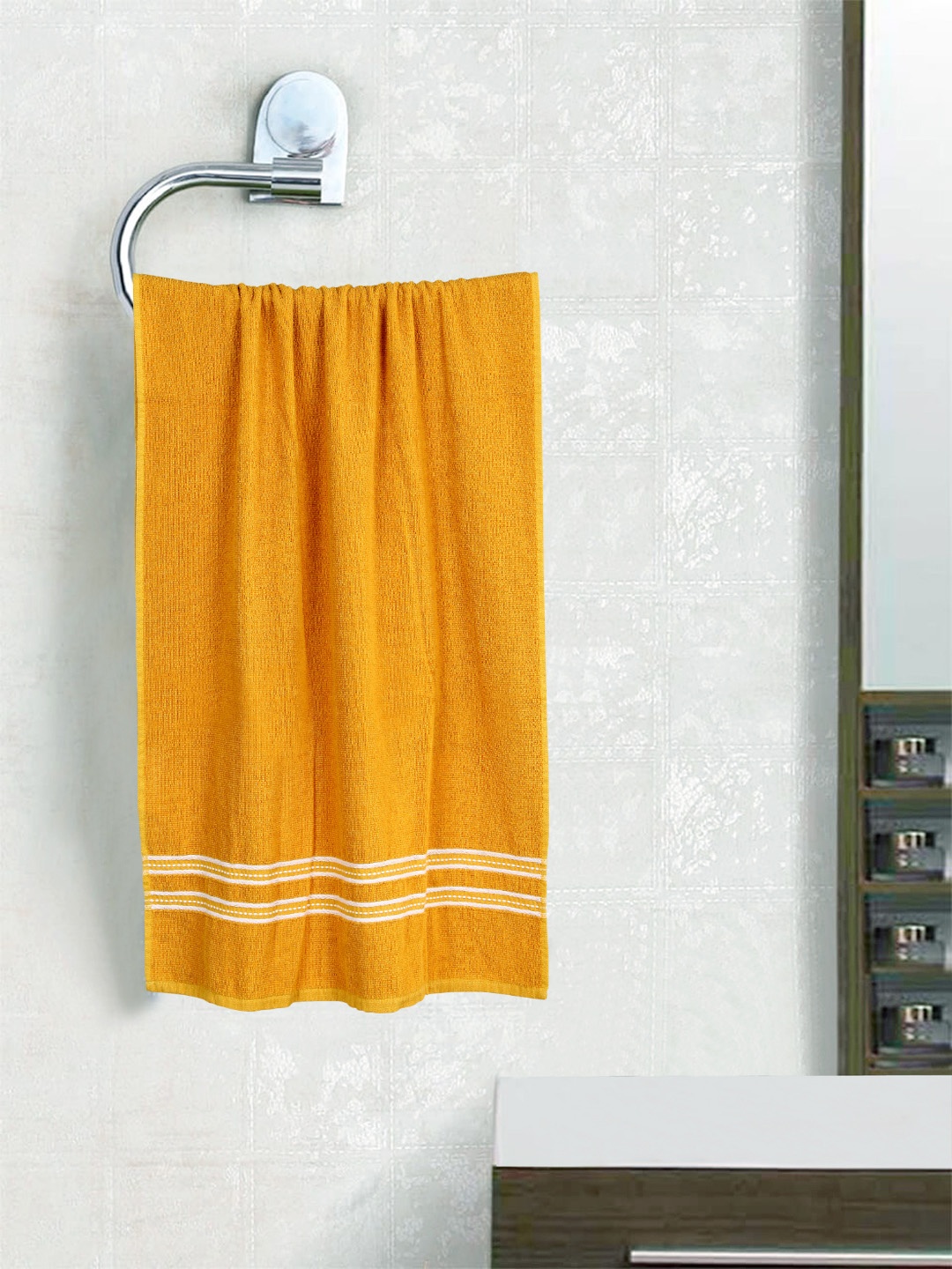 

ROMEE Yellow Solid 400 GSM Large Bath Towel