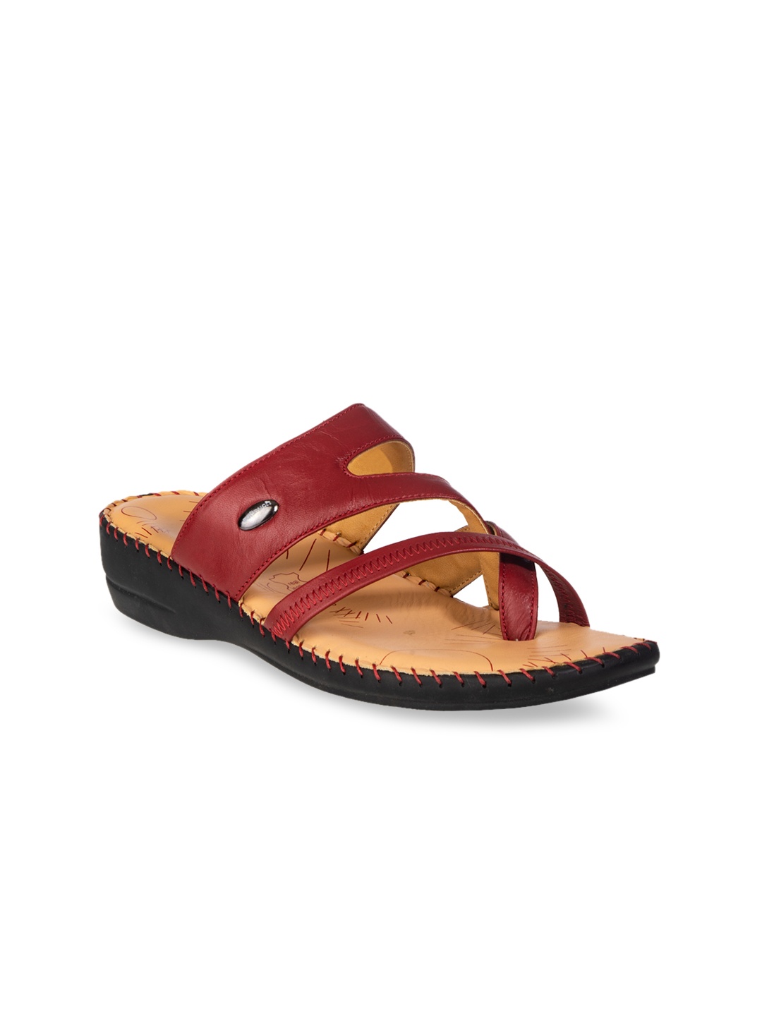 

Khadims Women Red Solid Leather Wedges