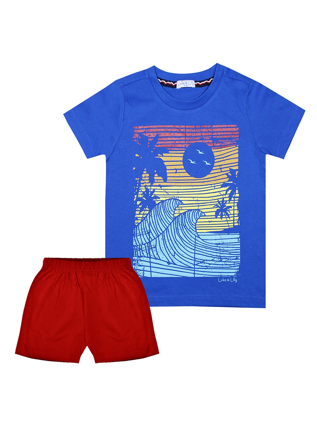 

Luke & Lilly Boys Blue & Red Printed T-shirt with Shorts