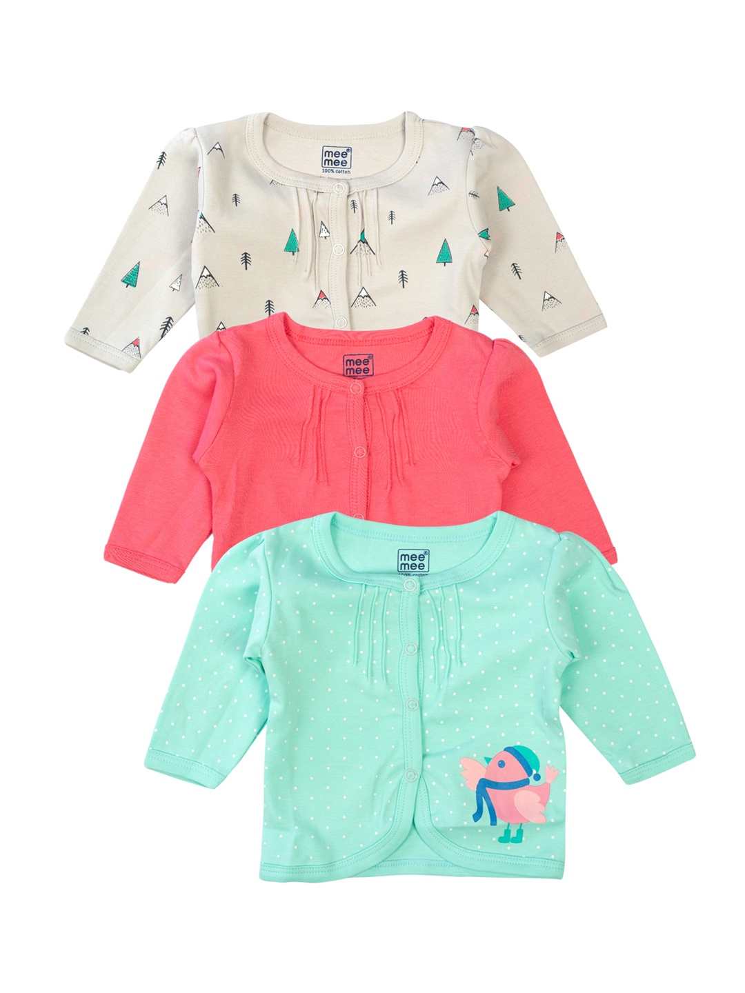 

MeeMee Girls Green Solid Round Neck T-shirt