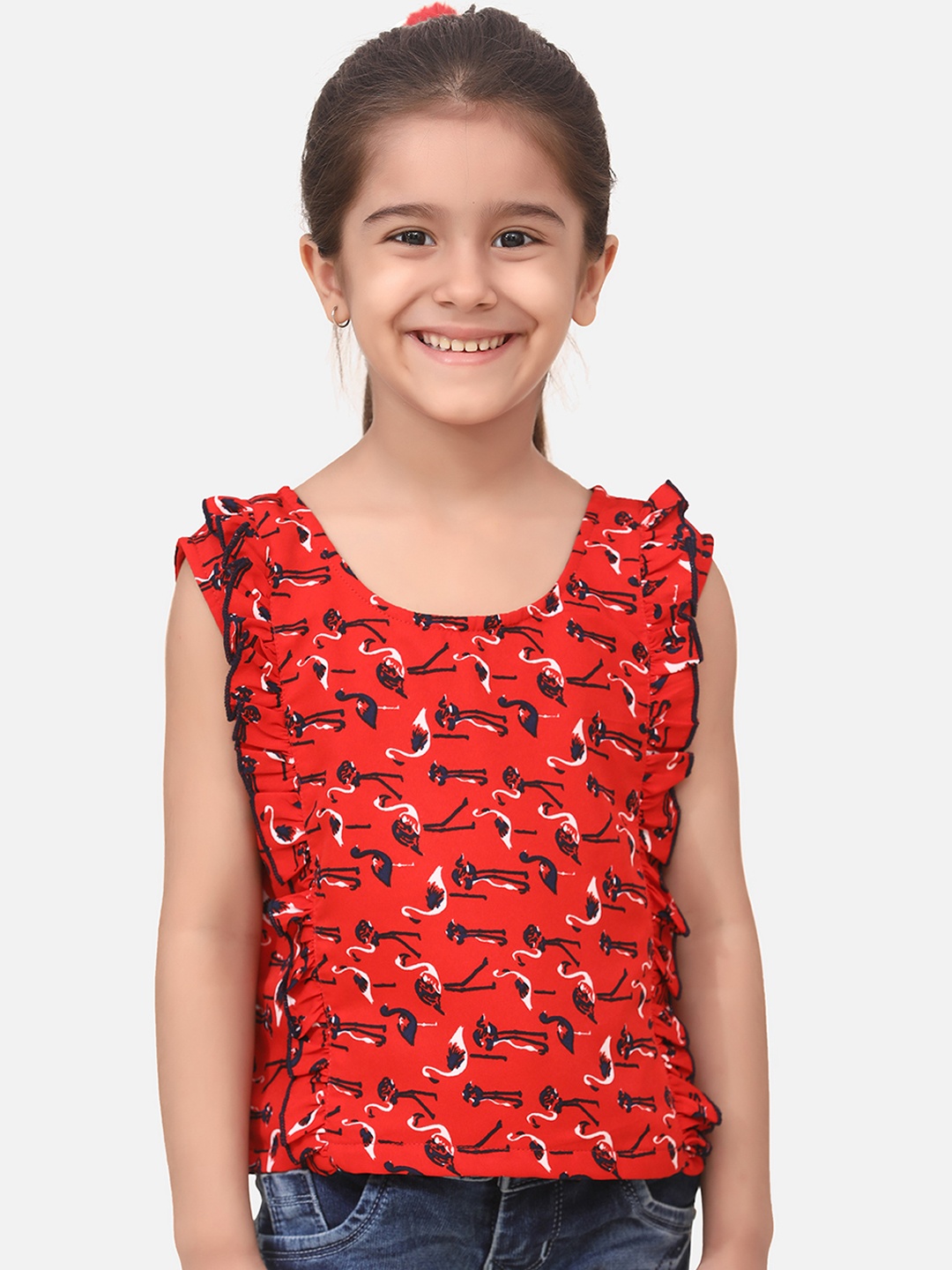 

Cutiekins Girls Red Printed A-Line Top