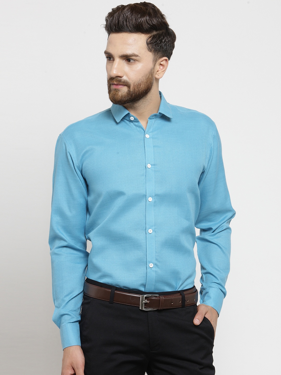 

JAINISH Men Blue Classic Regular Fit Solid Formal Shirt