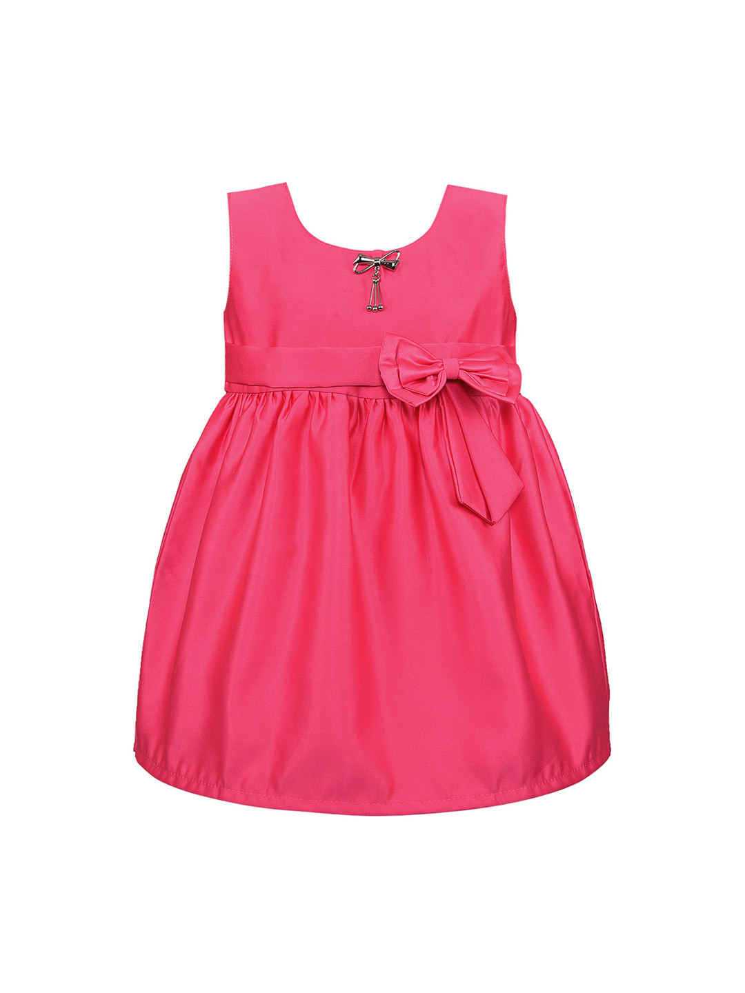 

Wish Karo Girls Pink Solid Fit and Flare Dress