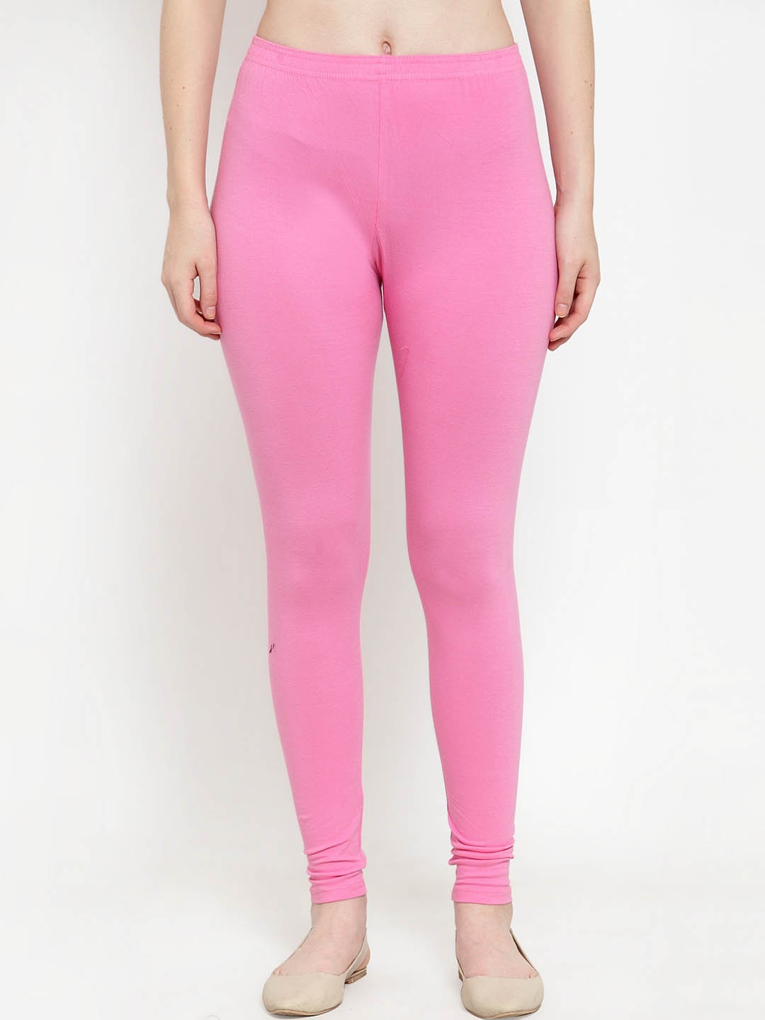 

GRACIT Women Pink Solid Churidar-Length Leggings