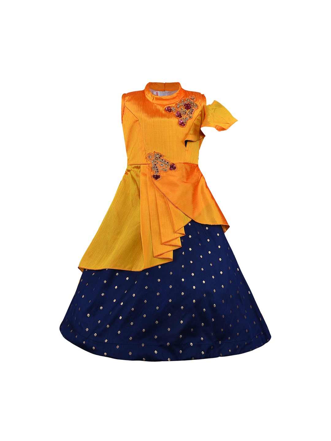 Wish Karo Girls Orange Embellished Fit and Flare Dress