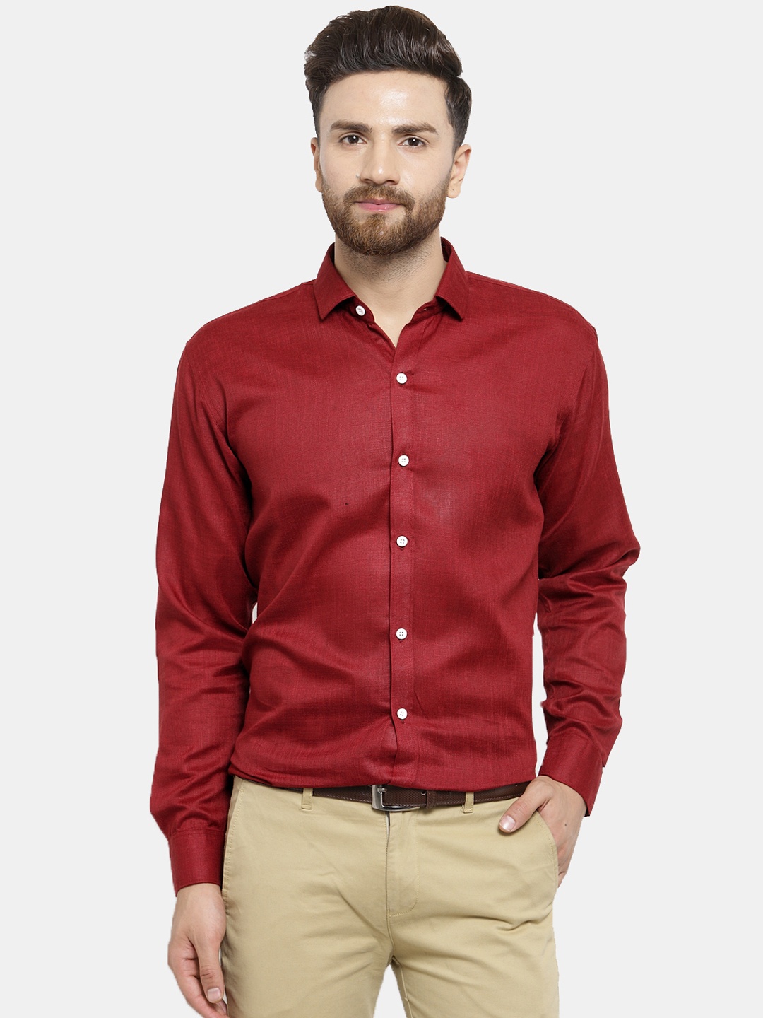 

JAINISH Men Red Classic Slim Fit Solid Formal Shirt