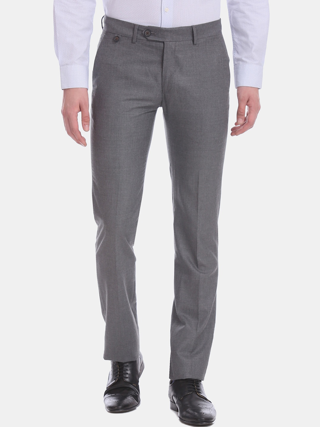 

AD By Arvind Men Grey Slim Fit Solid Formal Trousers