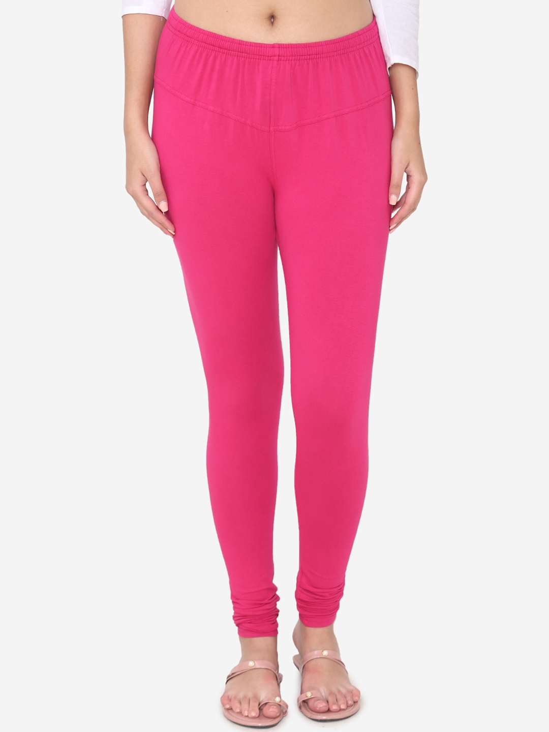 

Vami Women Fuchsia Pink Solid Churidar Length Leggings