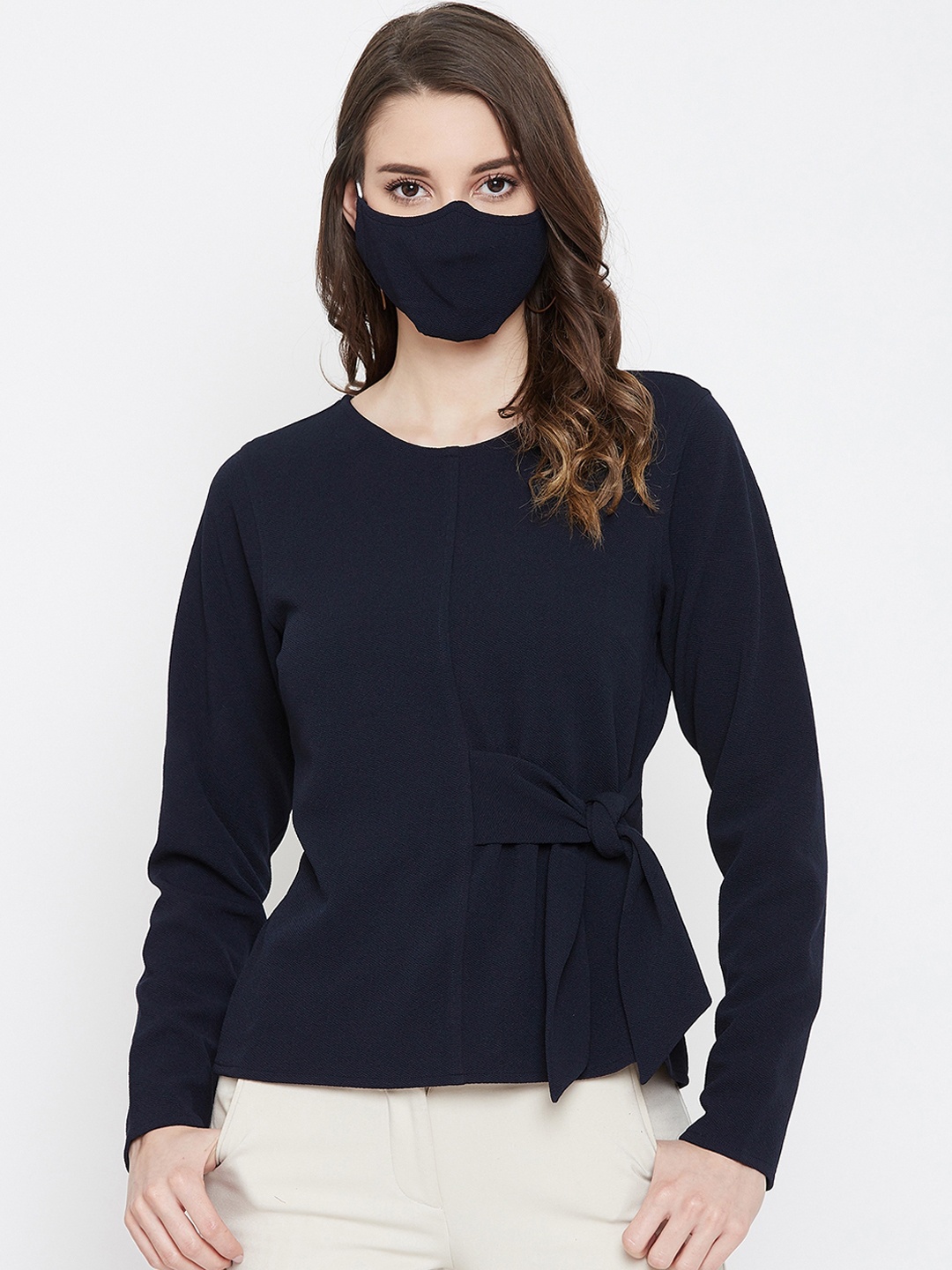 

Imfashini Women Navy Blue Solid Top