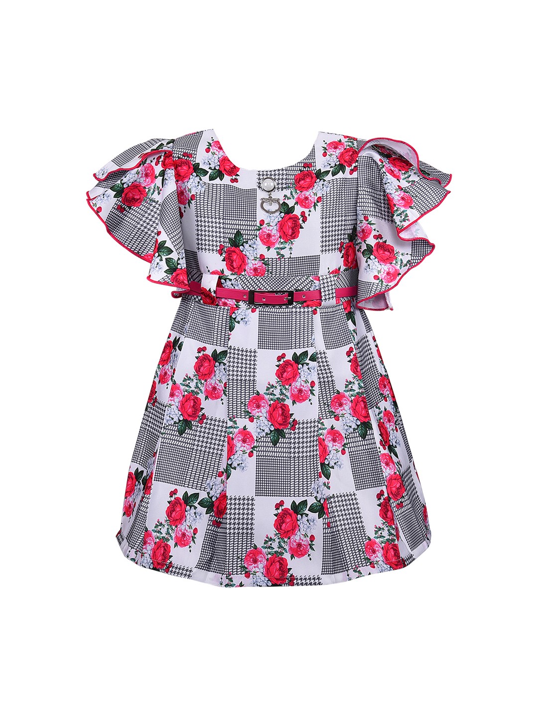 

Wish Karo Girls Red Printed Fit and Flare Dress