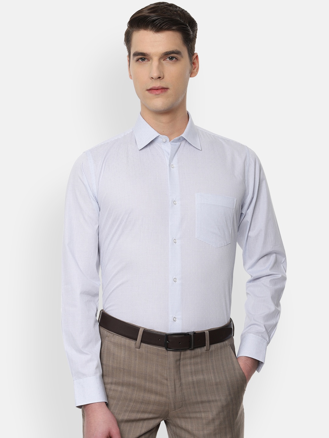 

Van Heusen Men White Slim Fit Checked Formal Shirt