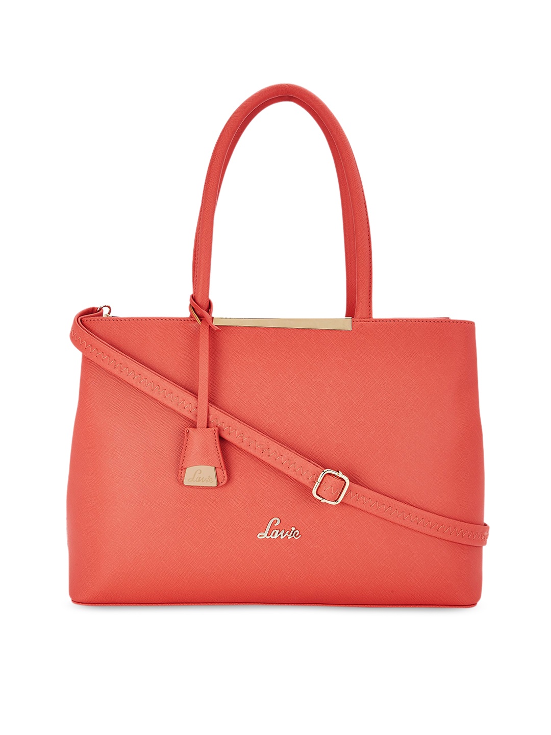 

Lavie Orange Solid Tote Bag