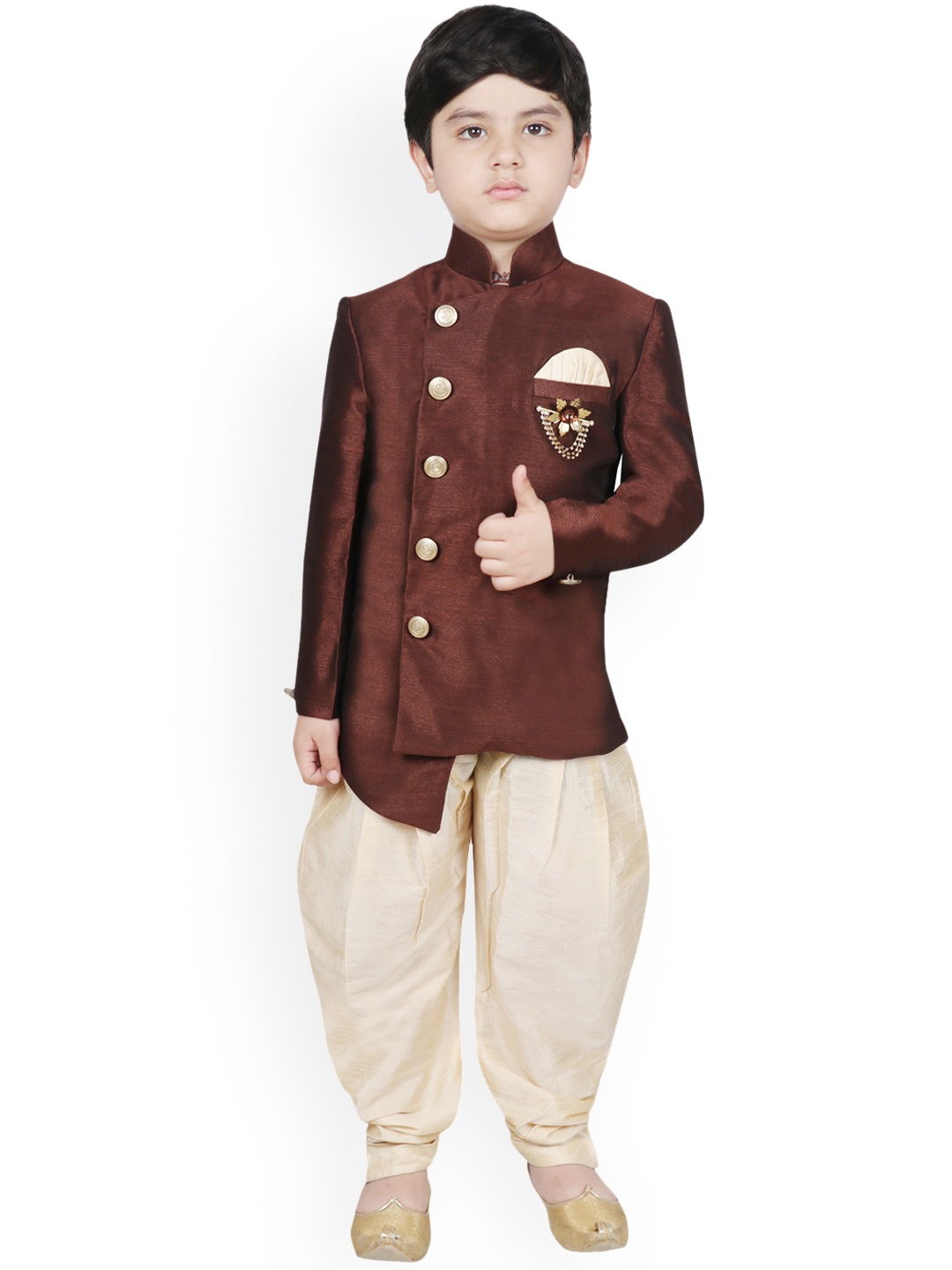 

SG YUVRAJ Boys Brown & Beige Sherwani Set