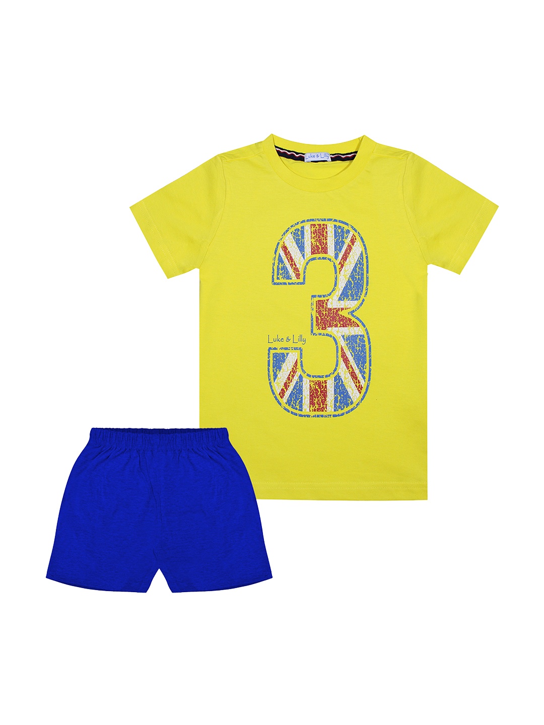 

Luke & Lilly Boys Yellow & Blue Printed T-shirt with Shorts