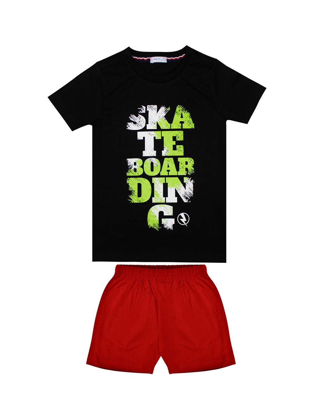 

Luke & Lilly Boys Black & Red Printed T-shirt with Shorts