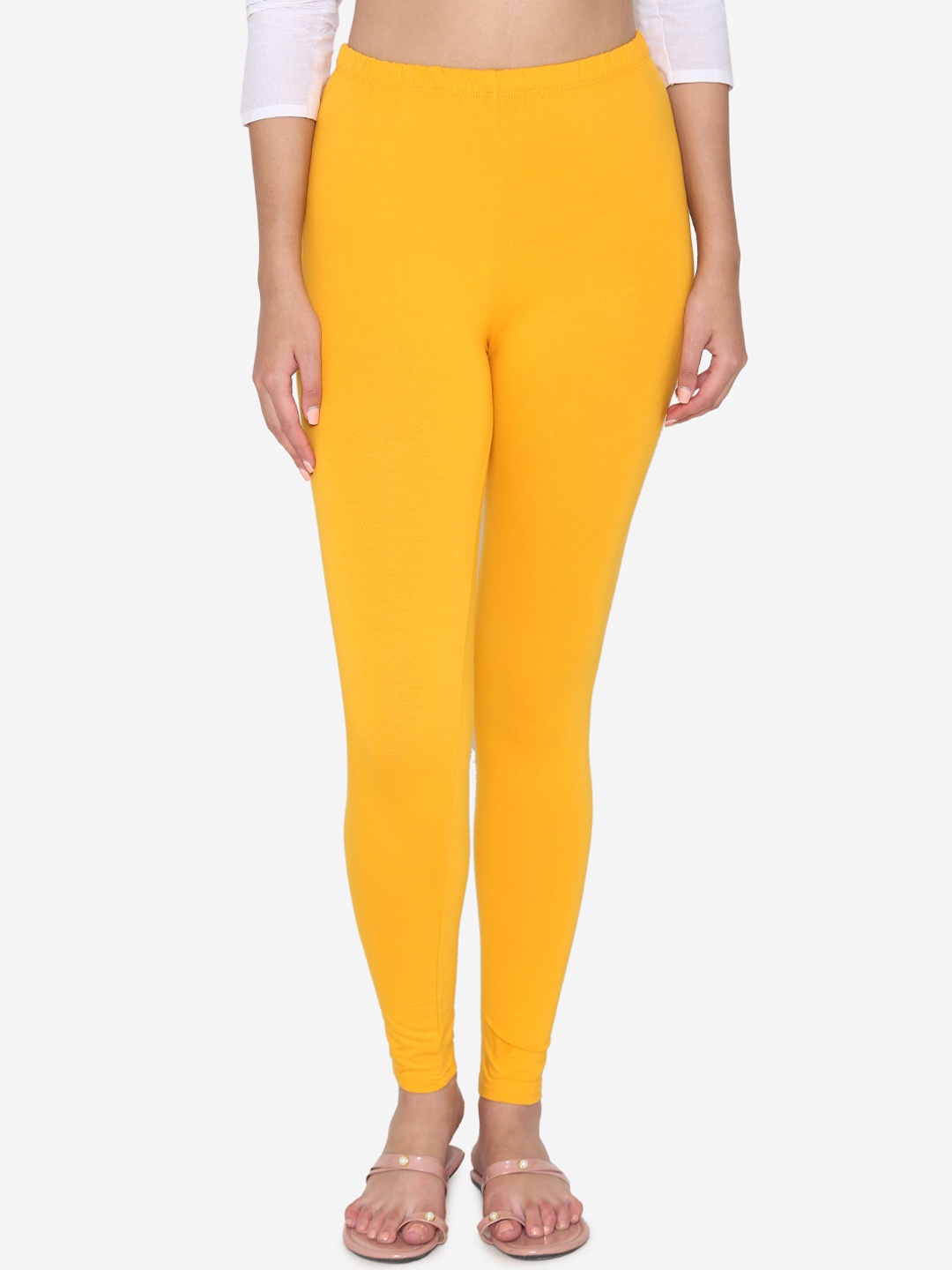 

Vami Women Yellow Solid Ankle-Length Leggings