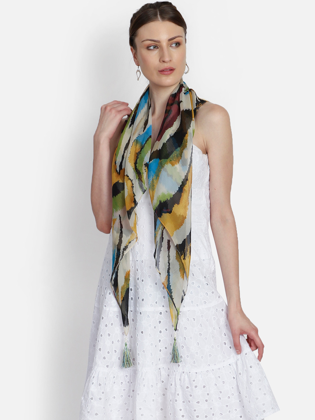 

Anekaant Women Yellow & Beige Printed Scarf