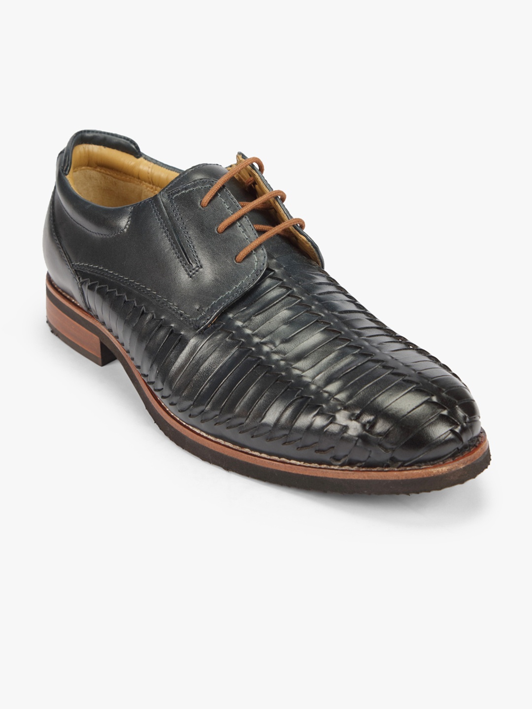 

Florsheim Men Navy Blue Leather Textured Derbys