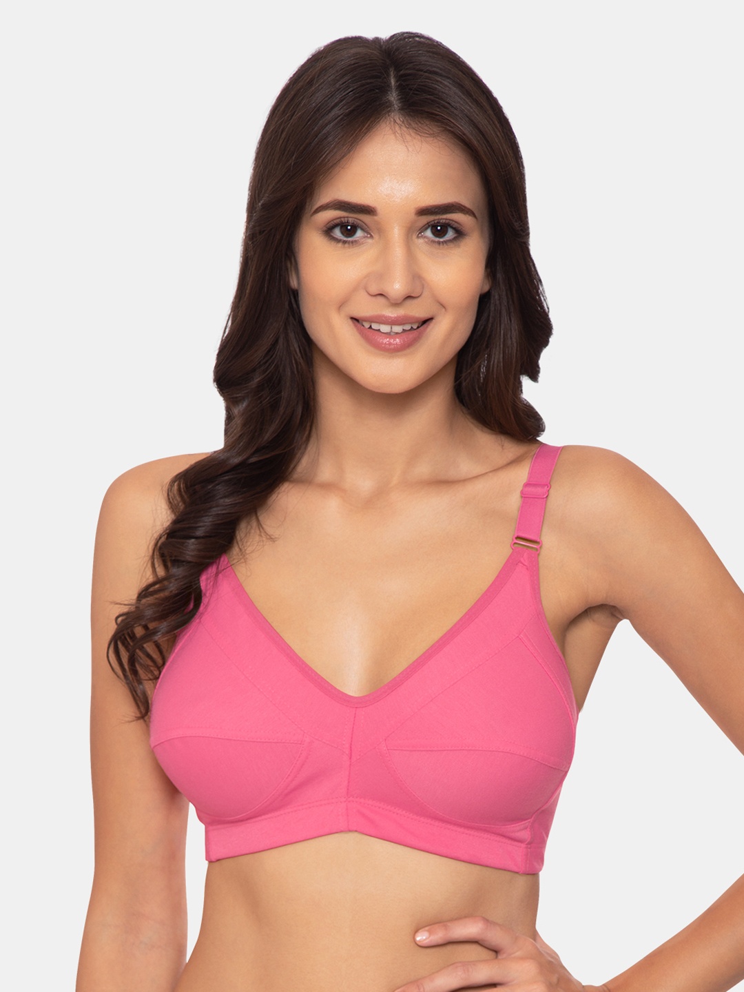 

Souminie Pink Solid Non-Wired Non Padded Minimizer Bra S-131-2PC-DPK-32C