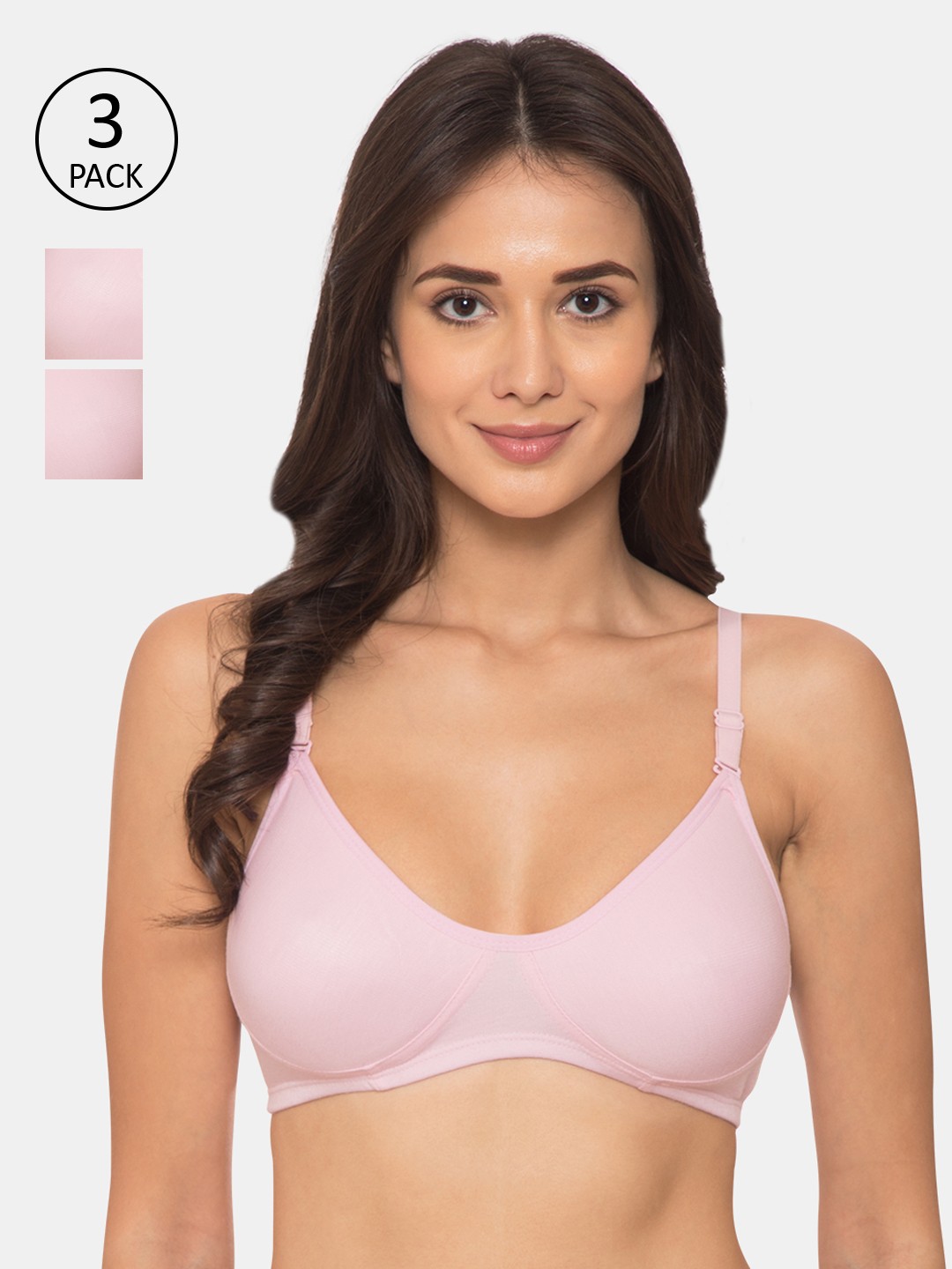 

Souminie Pack Of 3 Pink Solid Non-Wired Non Padded T-shirt Bras S-134-3PC-BPK
