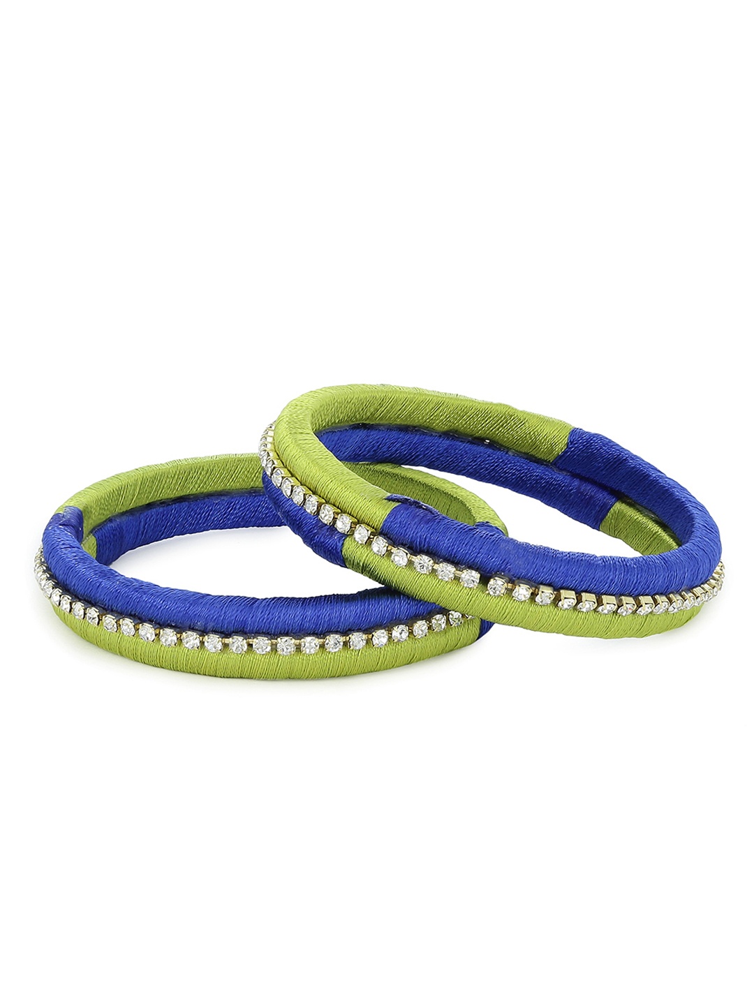 

AKSHARA Pack of 2 Green & Blue Stone-Studded Handcrafted Bangles