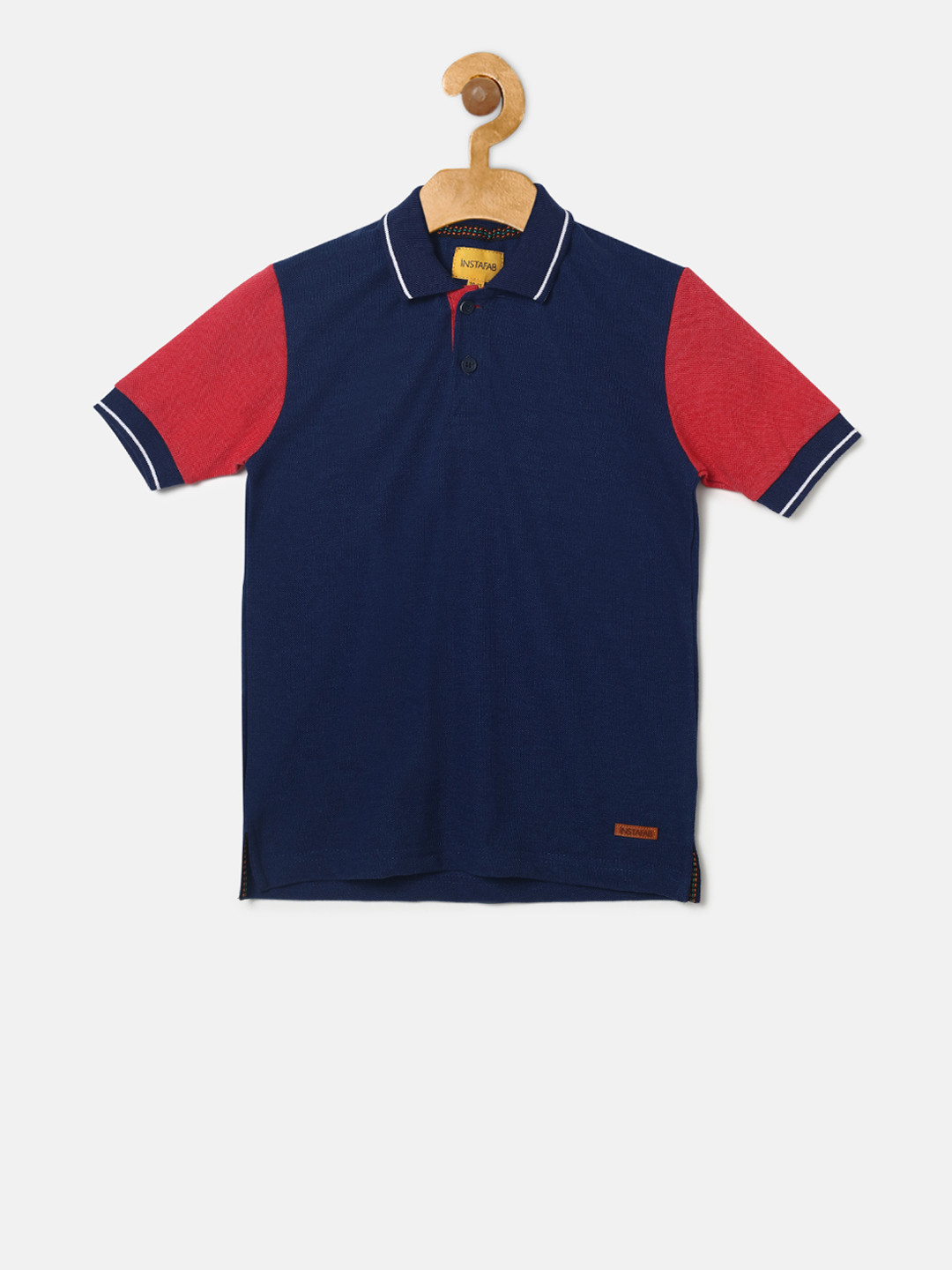 

Instafab Boys Navy Blue Solid Polo Collar T-shirt