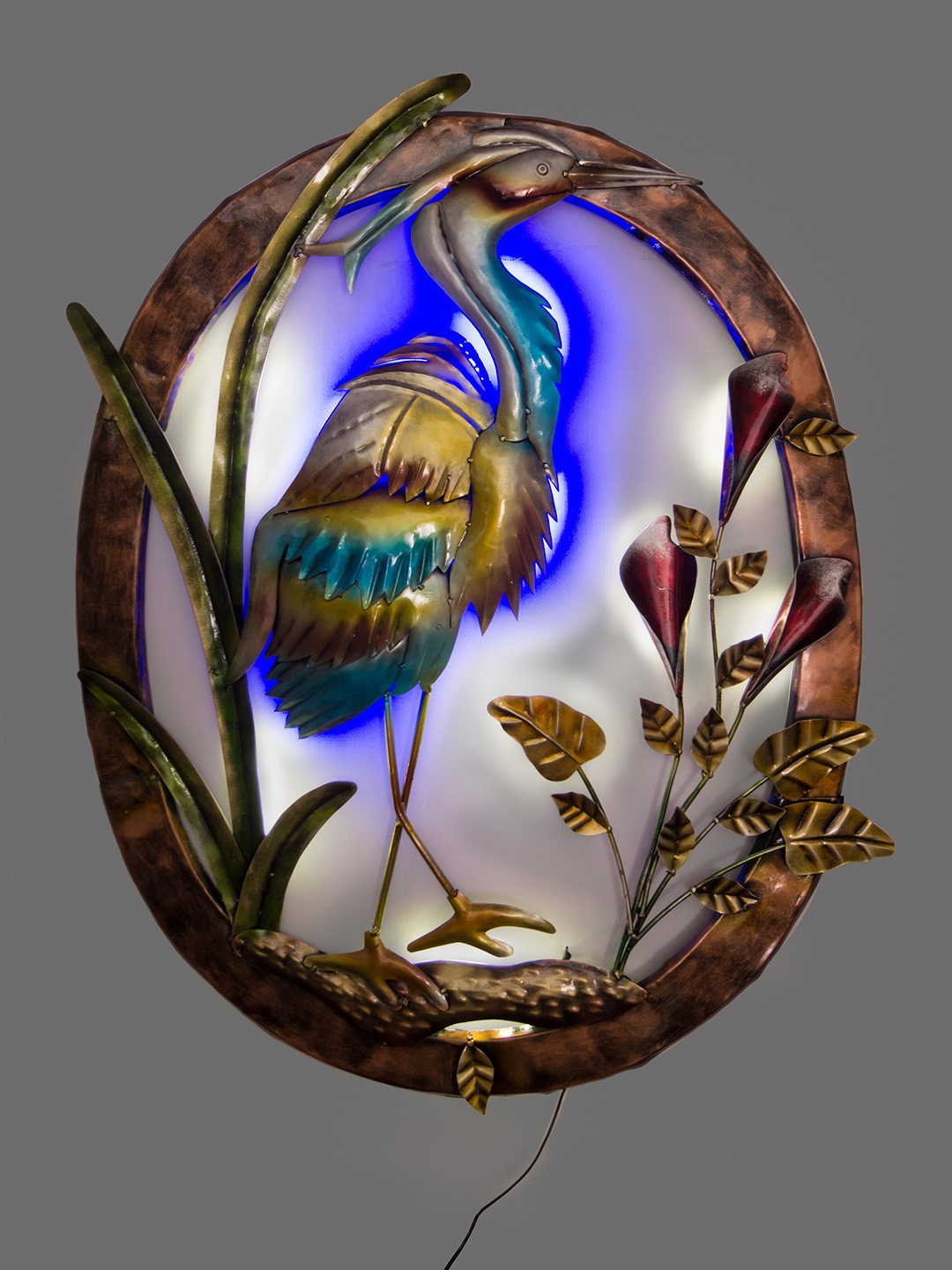 

Golden Peacock Multicoloured Egret Shaped Showpiece, Multi