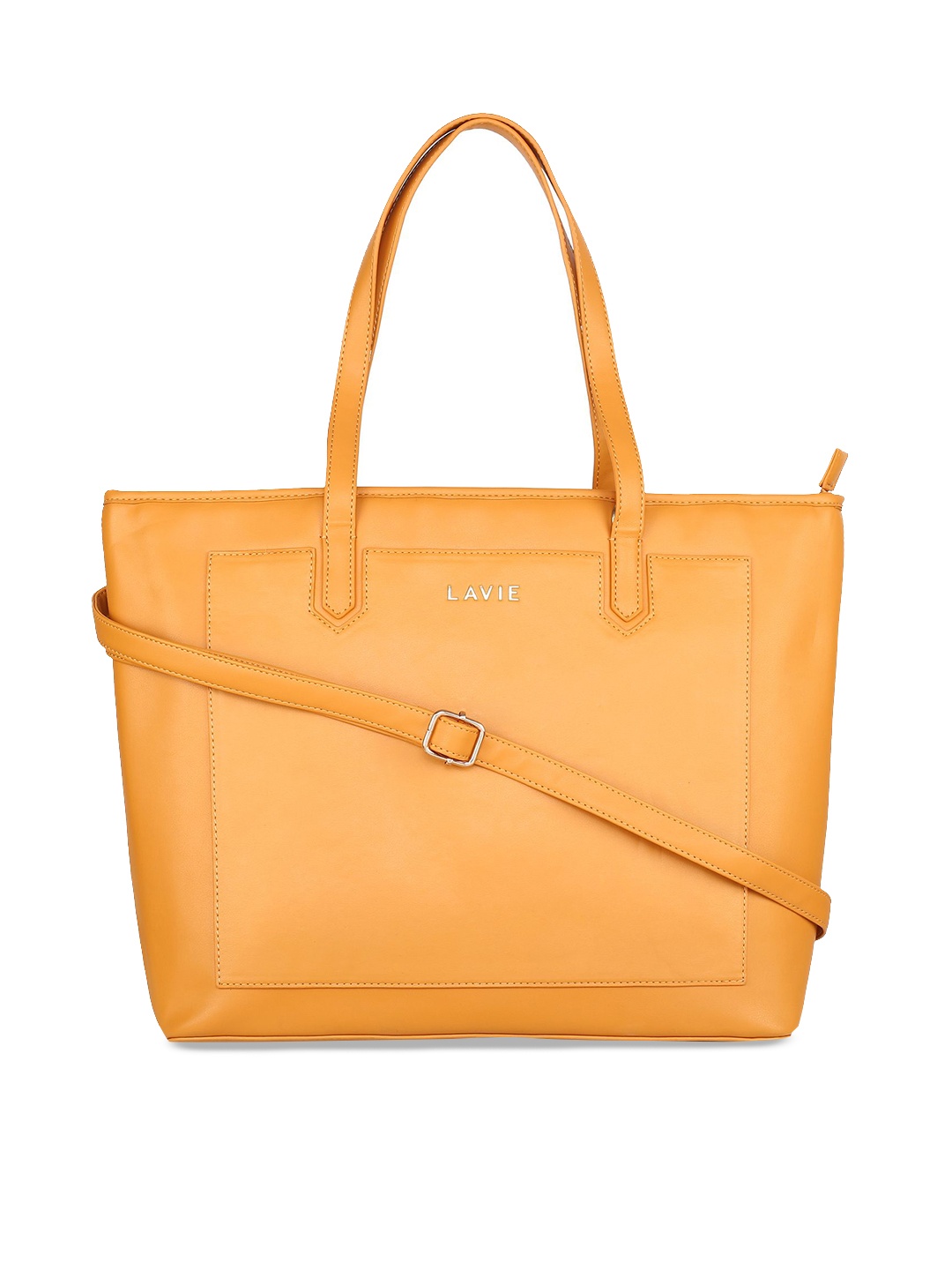 

Lavie Yellow Solid Tote Bag