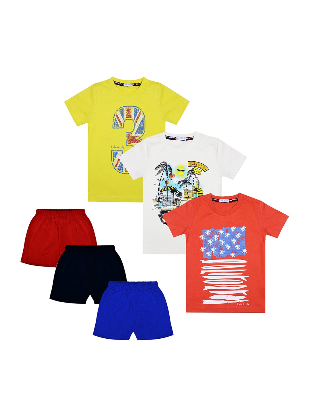

Luke & Lilly Boys Multicoloured Set of 3 Printed T-shirt & Shorts, Multi