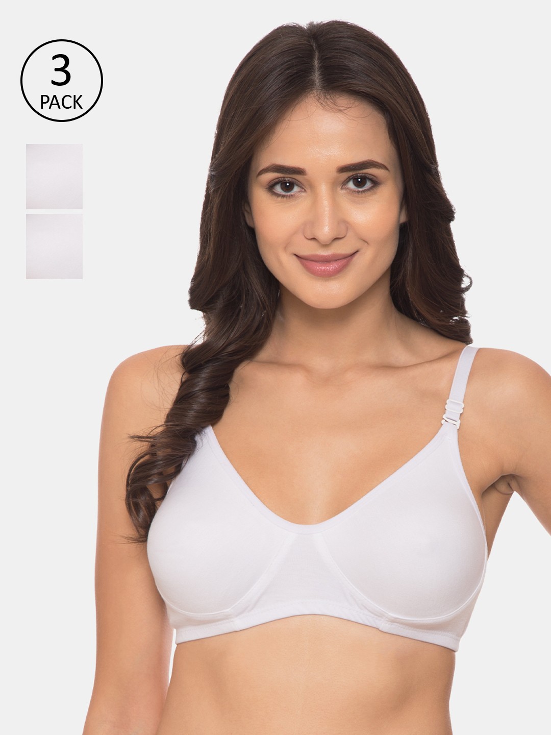 

Souminie Pack Of 3 White Solid Non-Wired Non Padded T-shirt Bras S-134-3PC-WH