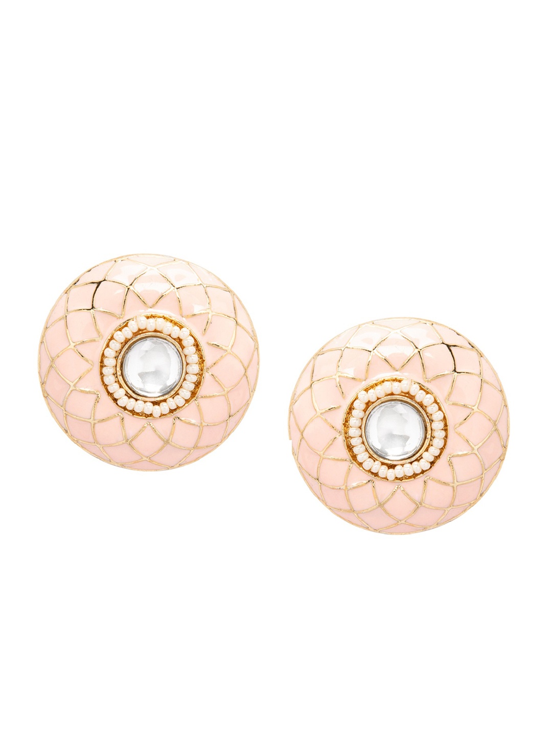Rubans Gold Plated Handcrafted Enamelled Pearl Stud Earrings
