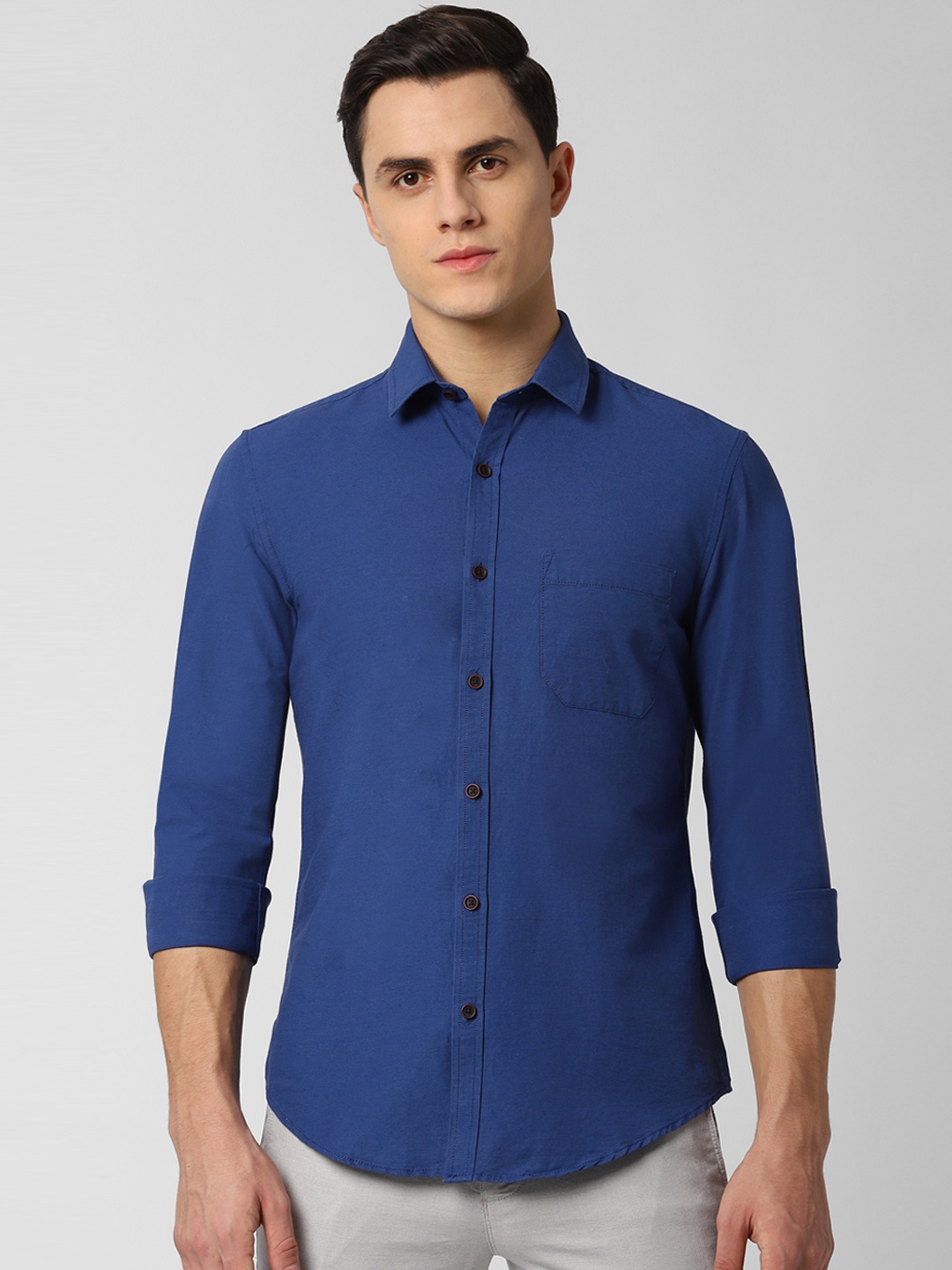 Peter England Casuals Men Navy Blue Slim Fit Printed Casual Shirt
