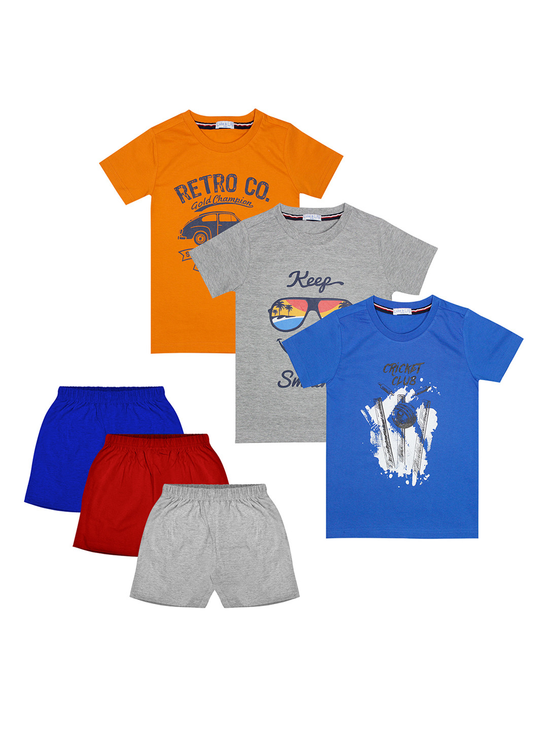 

Luke & Lilly Boys Set of 6 Multicoloured Printed T-shirt with Shorts, Multi