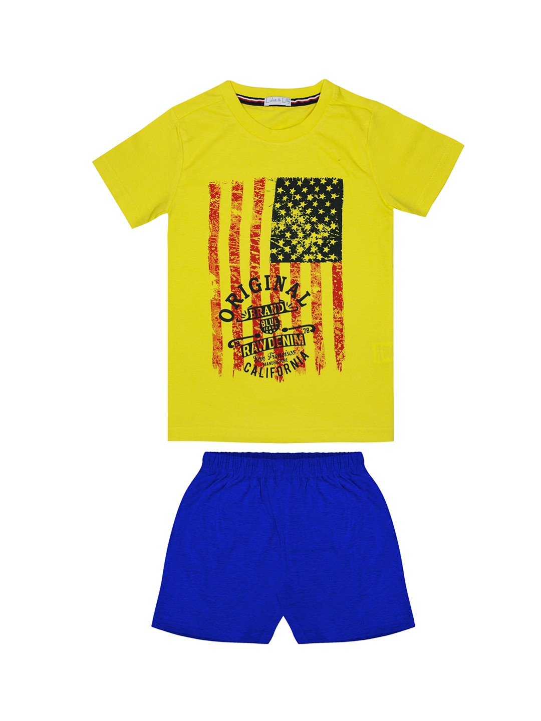 

Luke & Lilly Boys Yellow & Blue Printed T-shirt with Shorts