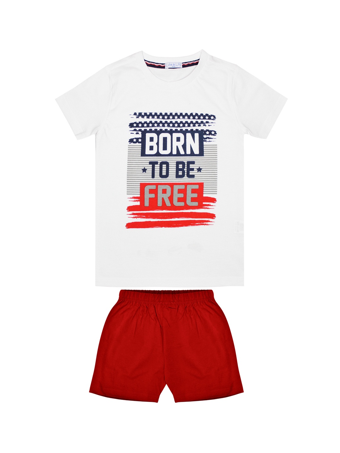 

Luke & Lilly Boys White & Red Printed T-shirt with Shorts