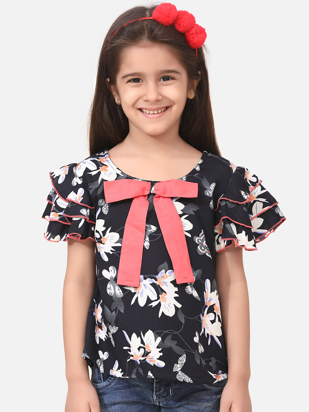 

Cutiekins Girls Black Floral Printed Top
