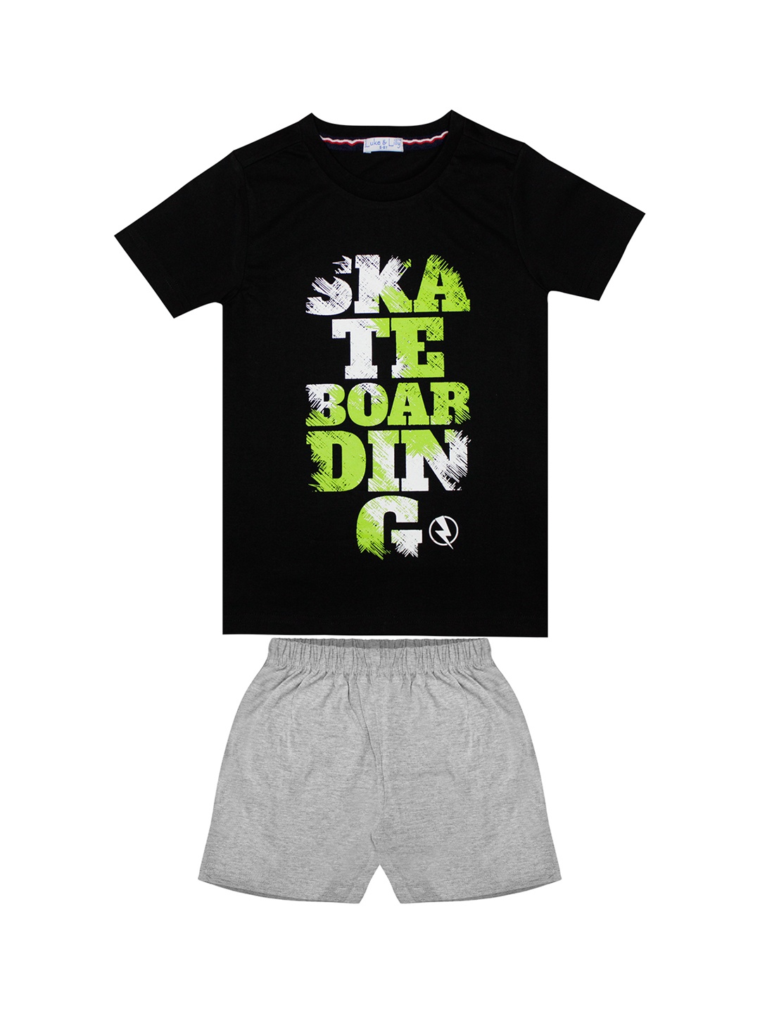 

Luke & Lilly Boys Black & Grey Printed T-shirt with Shorts