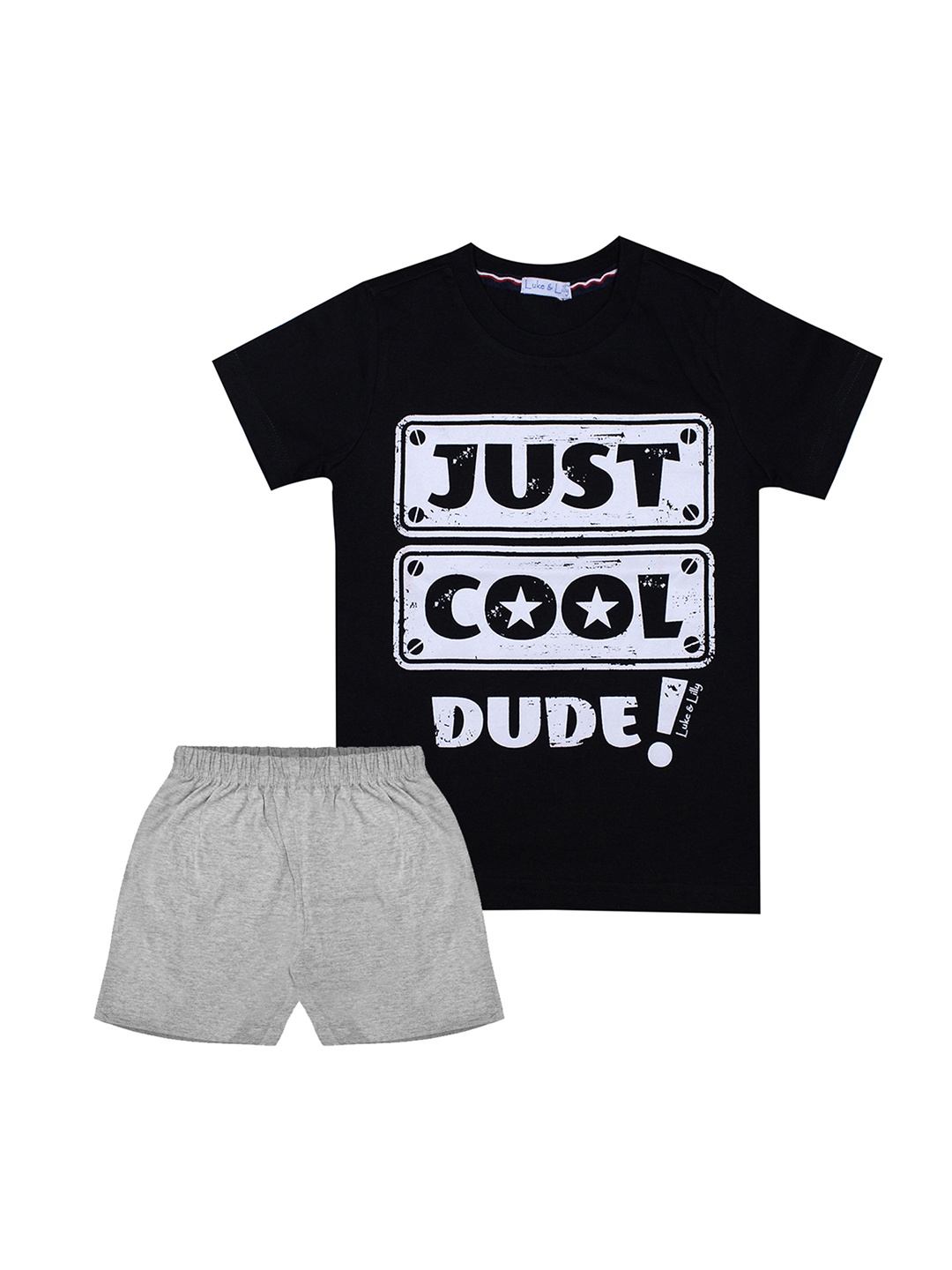 

Luke & Lilly Boys Black & Grey Printed T-shirt with Shorts