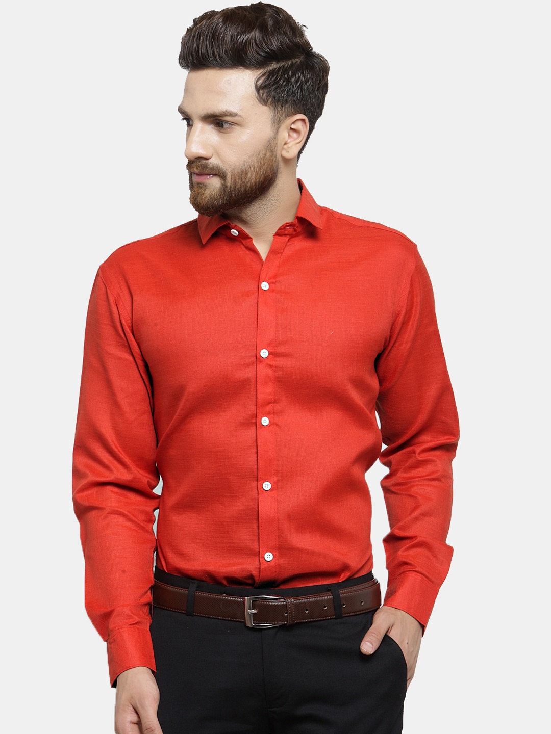 

JAINISH Men Red Classic Regular Fit Solid Formal Shirt