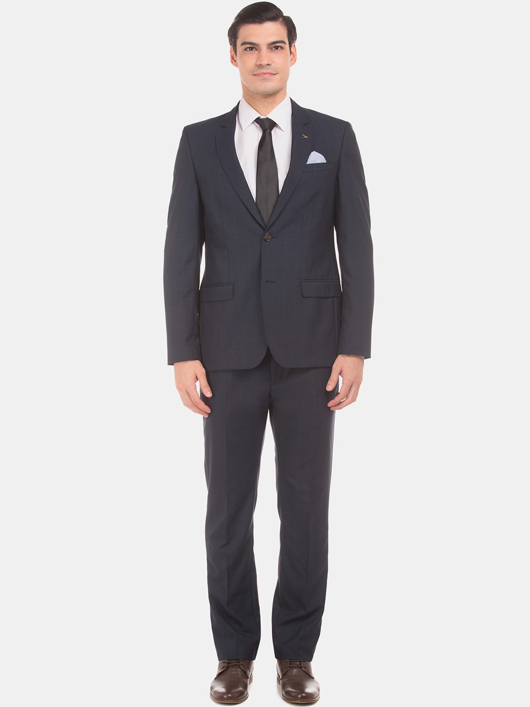 

Arrow Men Blue Solid Single-Breasted Formal Crease Resistant Two Piece Suit