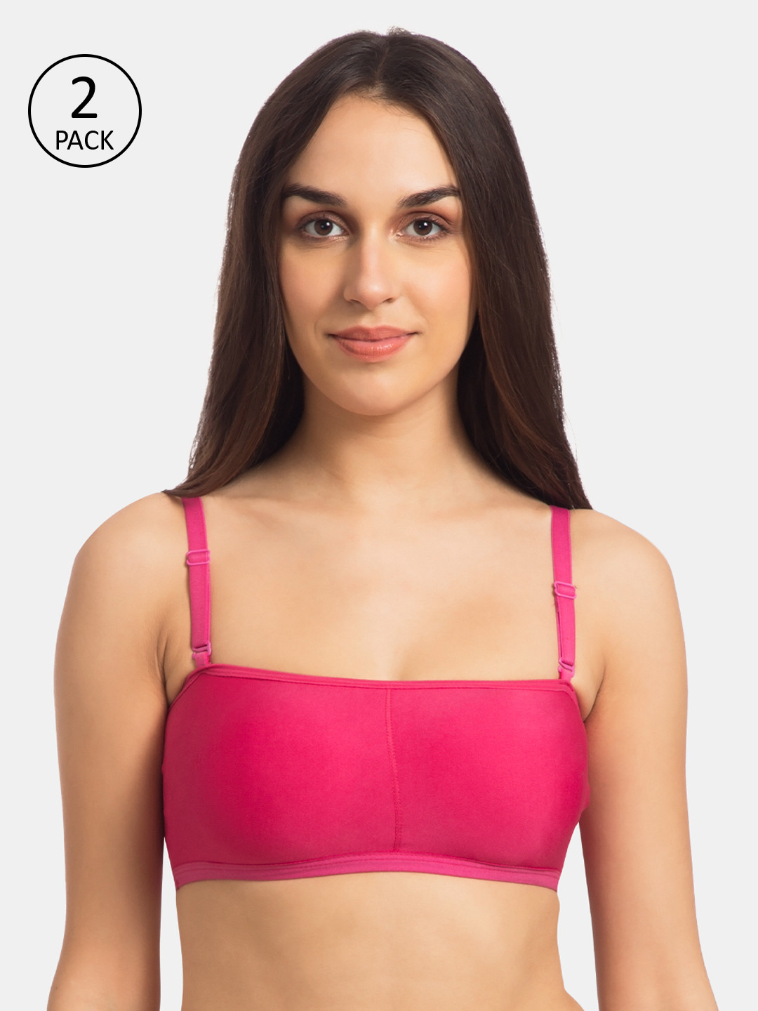

Souminie Pink Solid Non-Wired Lightly Padded Everyday Bra S-779-2PC-DPK