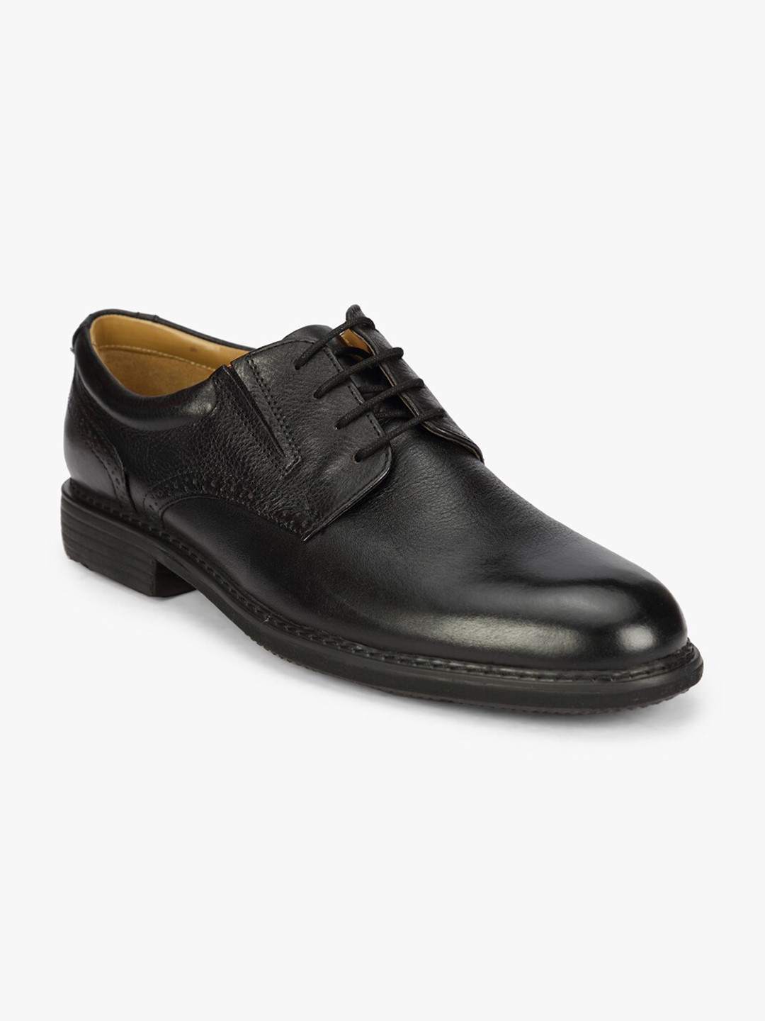 

Florsheim Men Black Solid Leather Derbys