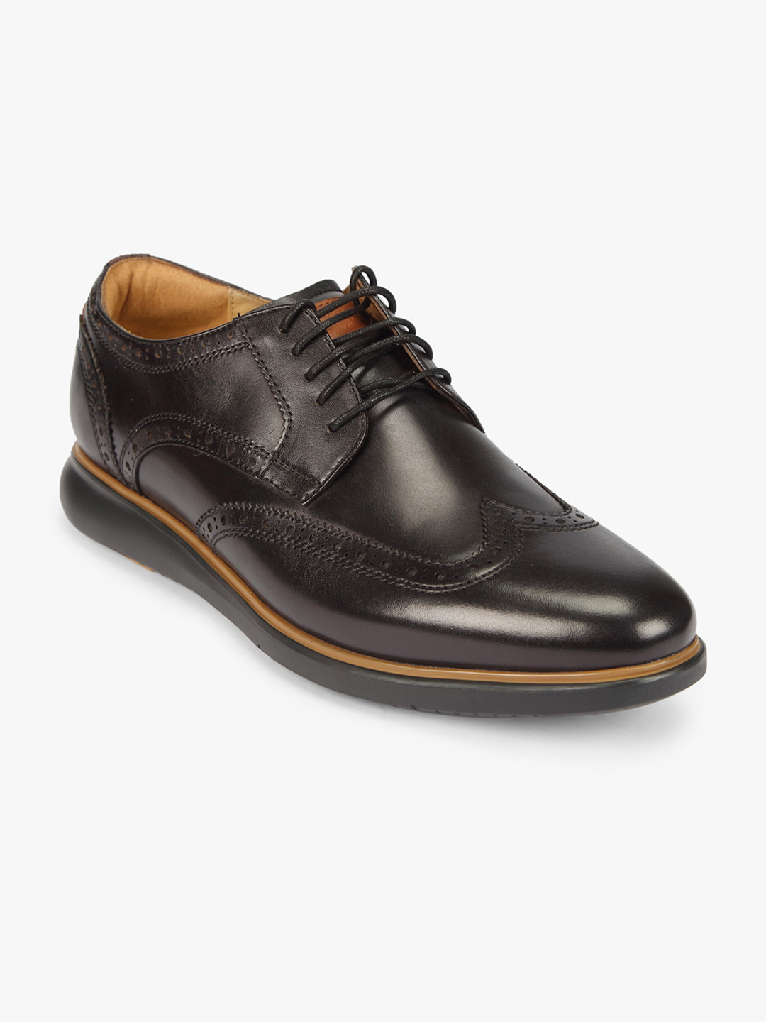 

Florsheim Men Black Solid Leather Derbys