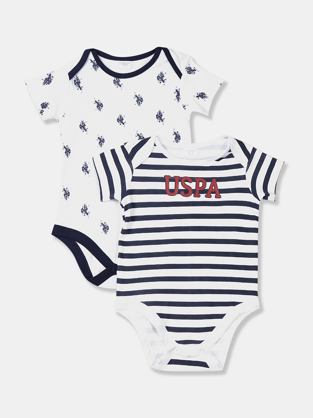

U.S. Polo Assn. Infant Boys Pack Of 2 White & Navy Blue Bodysuits